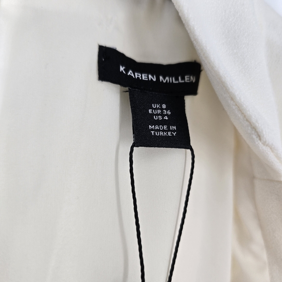Karen Millen NEW Tailored Belted Blazer Midi Dress in Ivory Size US 4 - Picture 3 of 9